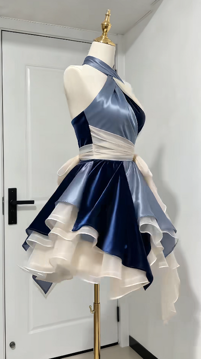 Cute Blue Short Prom Dress A-Line Chiffon Birthday Party Dress ED12184