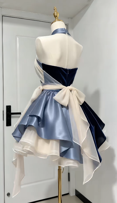 Cute Blue Short Prom Dress A-Line Chiffon Birthday Party Dress ED12184