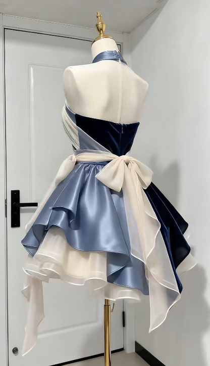 Cute Blue Short Prom Dress A-Line Chiffon Birthday Party Dress ED12184