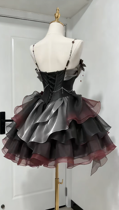 Cute Black Short Prom Dress A-Line Tulle Birthday Party Dress ED12186