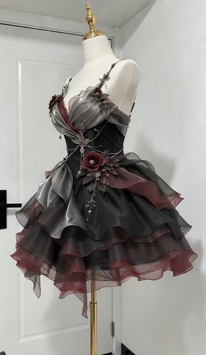 Cute Black Short Prom Dress A-Line Tulle Birthday Party Dress ED12186