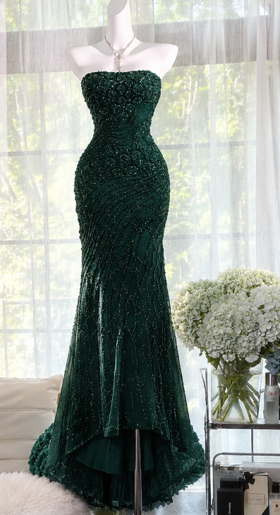 Jolie robe de bal violette, robe de soirée longue fourreau en tulle perlé ED12196