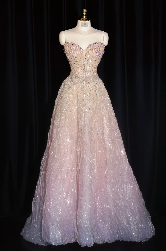 Pretty Pink Prom Dress A-Line Tulle Long Evening Dress ED12204