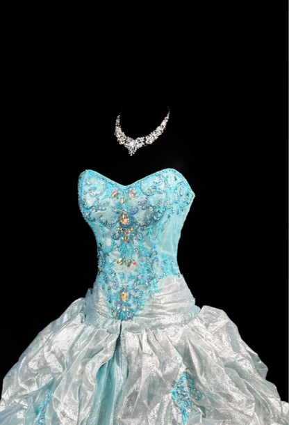 Magnifique robe de soirée en satin bleu coupe trapèze, robe de bal longue ED12213
