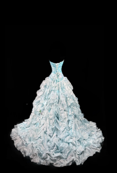 Magnifique robe de soirée en satin bleu coupe trapèze, robe de bal longue ED12213