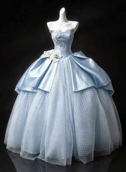 Gorgeous A-Line Tulle Evening Dress Blue Long Prom Dress ED12214