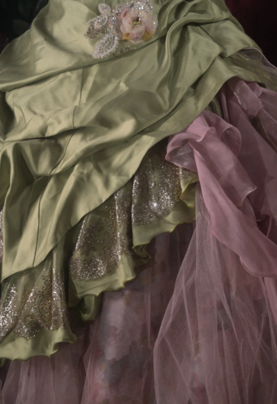 Gorgeous Ball Gown Satin Quinceanera Dress Green Long Sweet 16 Dress ED12215