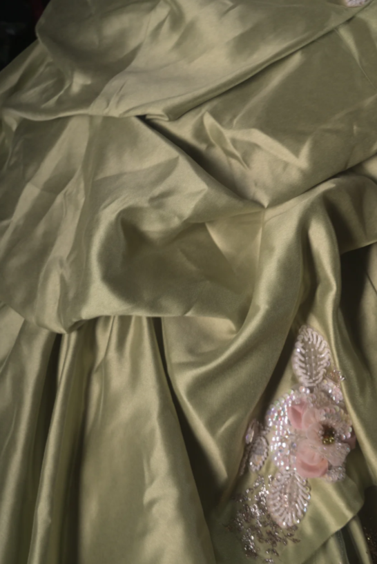 Gorgeous Ball Gown Satin Quinceanera Dress Green Long Sweet 16 Dress ED12215