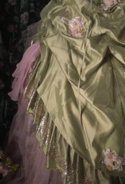 Gorgeous Ball Gown Satin Quinceanera Dress Green Long Sweet 16 Dress ED12215