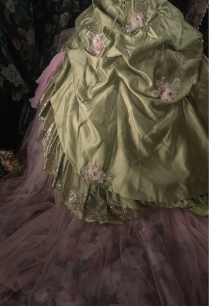 Gorgeous Ball Gown Satin Quinceanera Dress Green Long Sweet 16 Dress ED12215