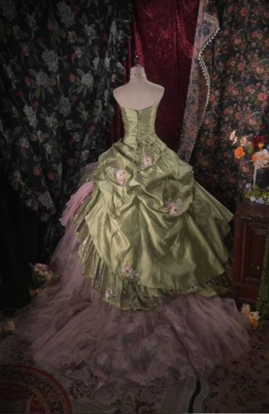 Gorgeous Ball Gown Satin Quinceanera Dress Green Long Sweet 16 Dress ED12215