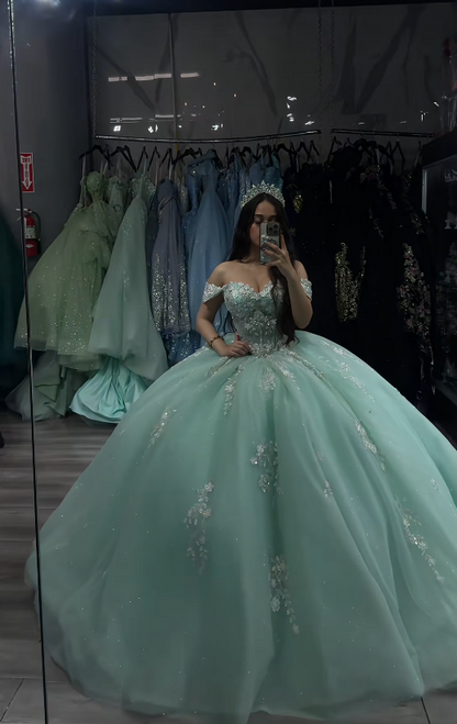 Magnifique robe de bal en tulle pour quinceañera, robe longue verte pour 16 ans, ED12218