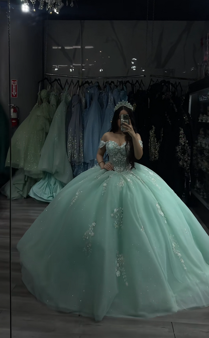 Magnifique robe de bal en tulle pour quinceañera, robe longue verte pour 16 ans, ED12218
