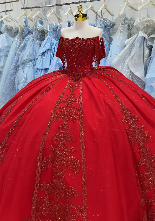 Wunderschönes Ballkleid mit Tüllapplikationen, Quinceañera-Kleid in Burgunderrot, langes Sweet-16-Kleid ED12223