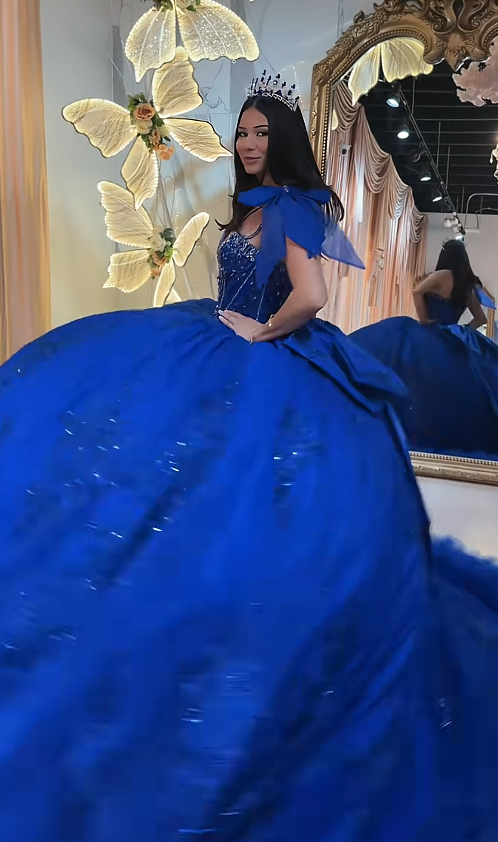 Magnifique robe de bal en tulle à appliqués, robe de quinceañera bleu roi longue, robe de 16 ans élégante ED12225