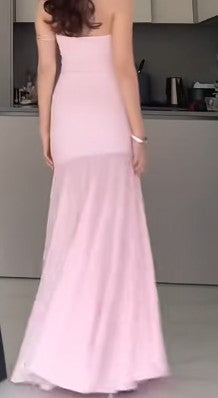Modest Mermaid Pink Long Prom Dresses Formal Graduation Party Dress Evening Dress ED01408
