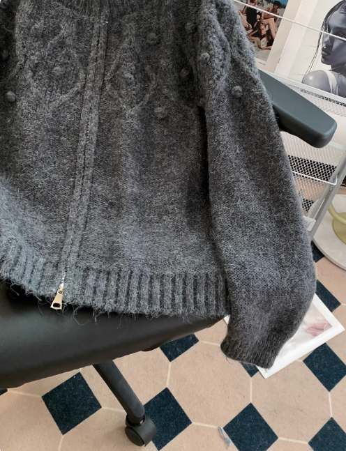 Korean style polo collar cardigan with double zipper EP01445