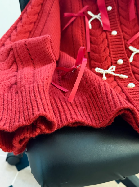 Red Christmas Sweater, Hooded Cardigan EP01452