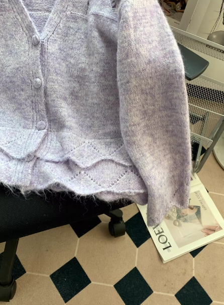 Korean Style V-neck Purple Sweater 3D Floral Soft Knit Cardigan EP01457