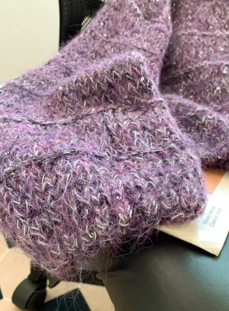 New Purple V-neck Sequined Cardigan Fashion Knit Sweater EP01458