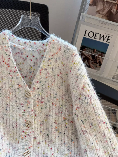 Gentle Single-Breasted V-Neck Short Cardigan, Fashionable Knit Sweater EP01459