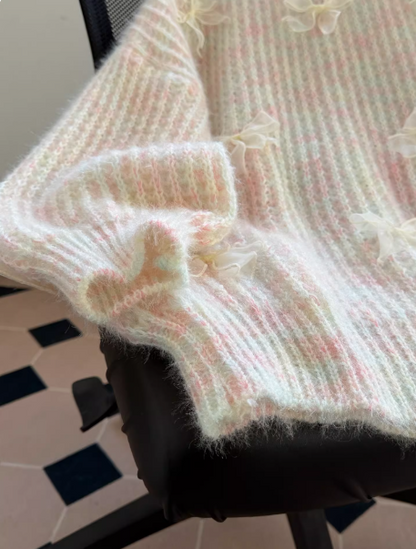 Cute Knit Sweater with Bow - Colorful Crew Neck Sweater EP01461