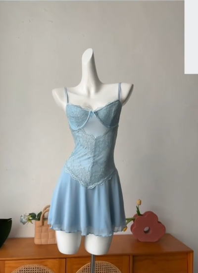 Vintage Spaghetti Straps Sheath Birthday Dresses, Blue Homecoming Dresses EP04039