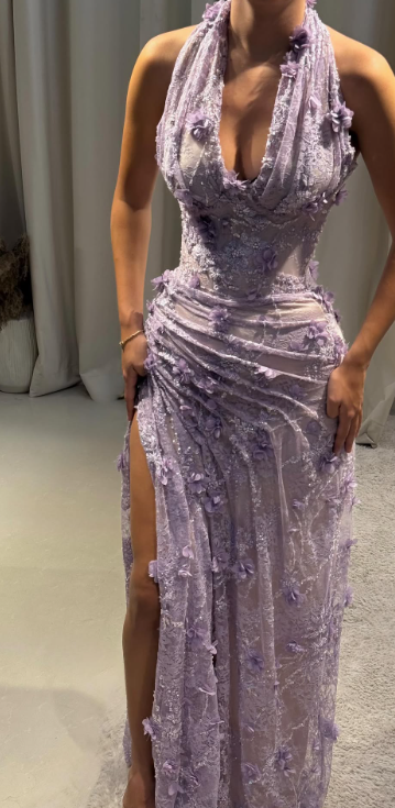 Elegant V-neck Sheath Lace Applique Long Prom Dresses, Green Slit Formal Evening Dresses EP04054