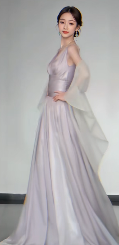 Elegant V-neck A-Line Satin Long Prom Dresses,Sleeveless Formal Evening Dresses EP04072