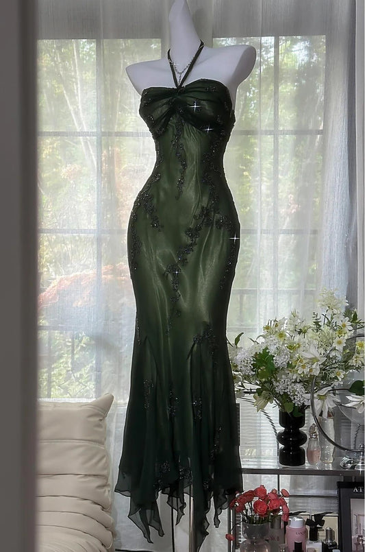 Wunderschönes dunkelolivgrünes herzförmiger Ausschnitt A-Linie Satin Tüll Kurzes Ballkleid Homecoming-Kleid ED02575