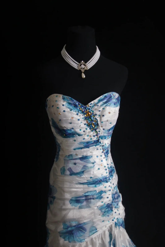 Elegant Sweetheart Mermaid Long Prom Dresses Tulle Vintage Evening Dresses EP04784