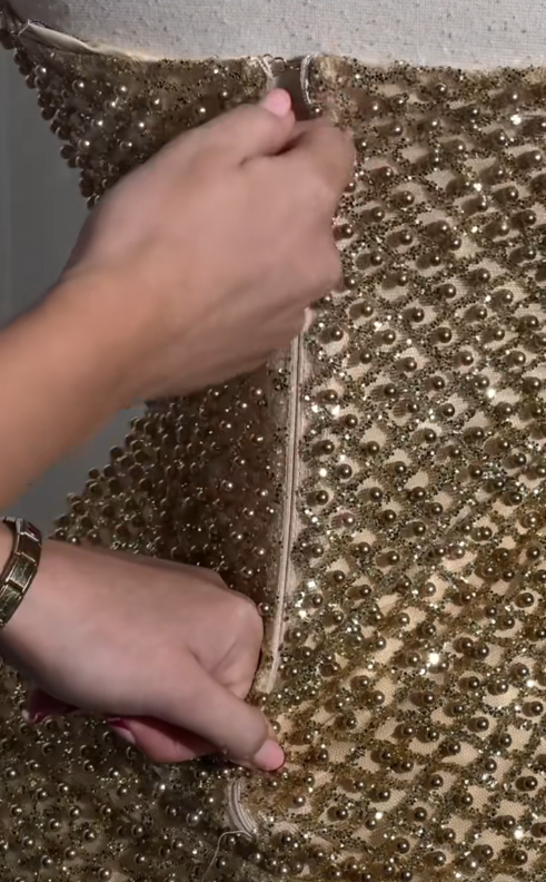 Glittery Gold Homecoming Dresses, Spaghetti Strap Bodycon Short Prom Dresses, Beaded Birthday Dresses EP04803