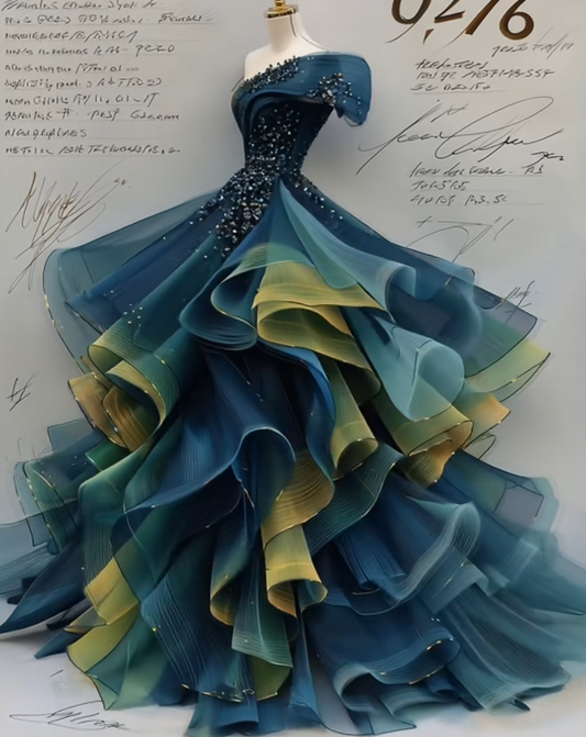 Gorgeous One Shoulder Ball Gown Teal Long Prom Dresses Tulle Teal Quinceanera Dresses Sweet 16 Dress EP05118