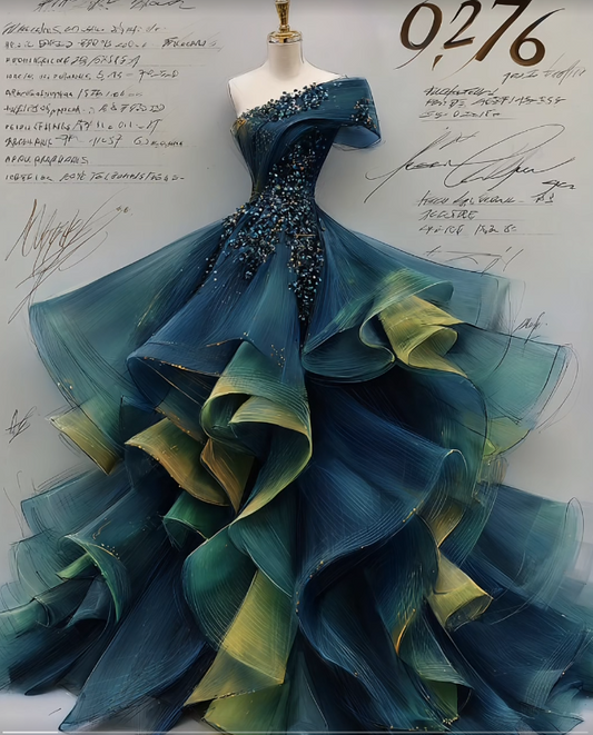 Gorgeous One Shoulder Ball Gown Teal Long Prom Dresses Tulle Teal Quinceanera Dresses Sweet 16 Dress EP05118