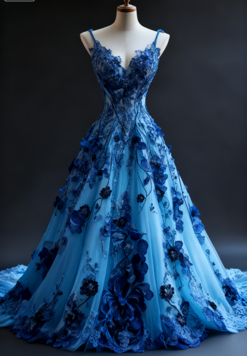 Robes d'anniversaire élégantes bleu dégradé, col en V, paillettes, mousseline, fourreau, robes de bal, robes de soirée ED04456