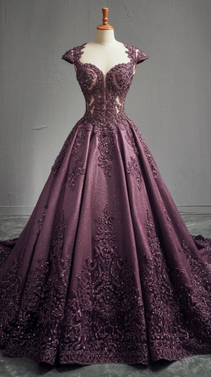 Elegant Sweetheart Neck A-Line Long Prom Dresses Satin Beaded Grape Birthday Dresses EP05275