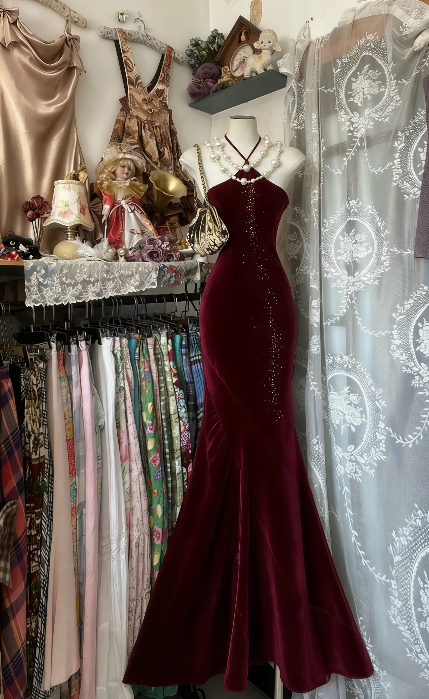 Elegant Halter Mermaid Long Prom Dresses Satin Royal Blue Evening Dresses with Open Back EP05561