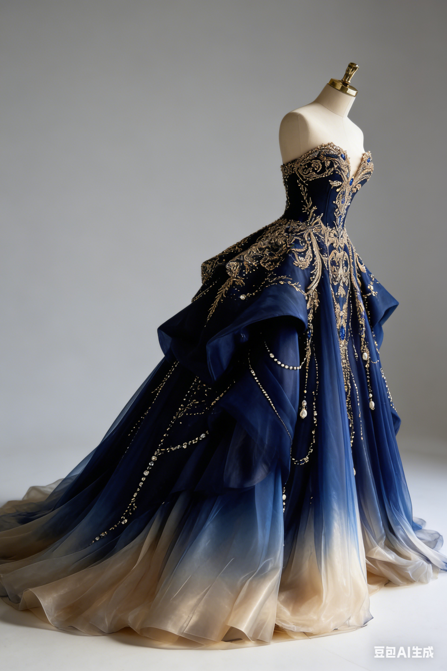 Gorgeous Sweetheart A-Line Long Prom Dresses Rhinstones Tulle Blue Quinceanera Dresses Blue Sweet 16 Dresses EP05662