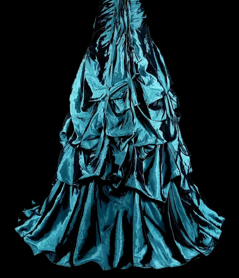 Fairy Strapless A-Line Long Prom Dresses Satin Teal Evening Dresses Sleeveless Teal Birthday Dresses EP05678