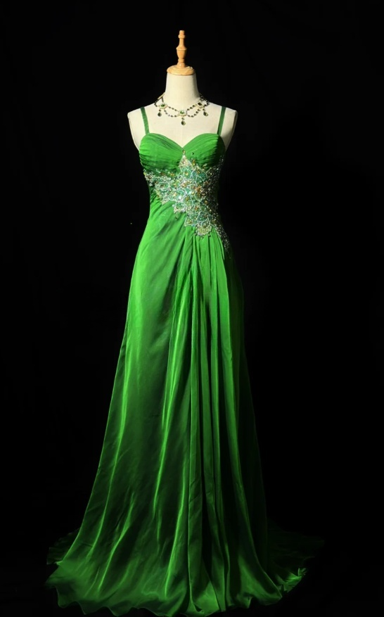 Sexy Green Sheath Long Prom Dresses Spaghetti Straps Satin Sleeveless Birthday Dresses  EP05724