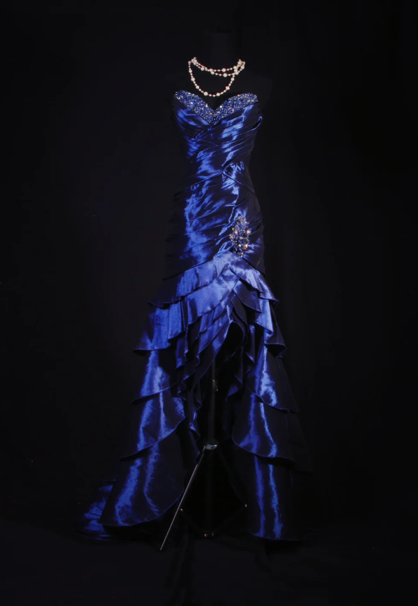 Gorgeous Navy Blue Sheath Long Prom Dresses Satin Sweetheart Formal Dresses Sleeveless Evening Dresses EP06009