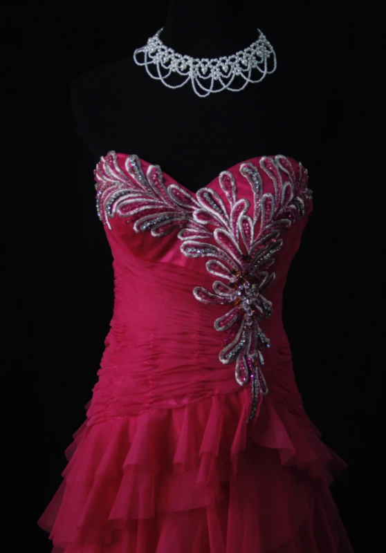 Gorgeous Hot Pink Sheath Long Prom Dresses Chiffon Sweetheart Formal Dresses Sleeveless Evening Dresses EP06013