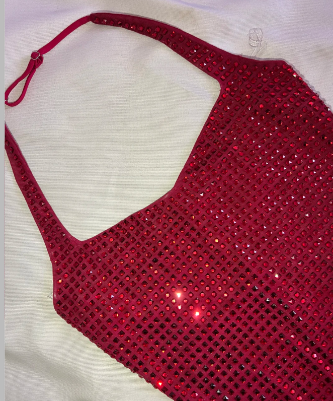 Sexy Burgundy Bodycon Short Christmas Dresses Tulle Diamonds Halter Birthday Dresses Sleeveless Party Dresses EP06026