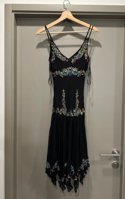 Chic Black Short Prom Dresses Sheath Spaghetti Straps Birthday Dresses Beaded Chiffon Sleeveless Homecoming Dresses  EP06042