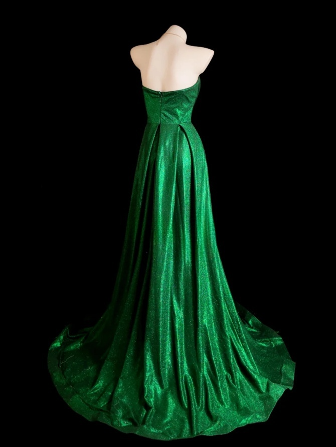 Fairy Green Birthday Dresses A-Line Long Prom Dresses Satin Sleeveless Party Dresses EP06072