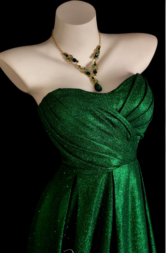 Fairy Green Birthday Dresses A-Line Long Prom Dresses Satin Sleeveless Party Dresses EP06072