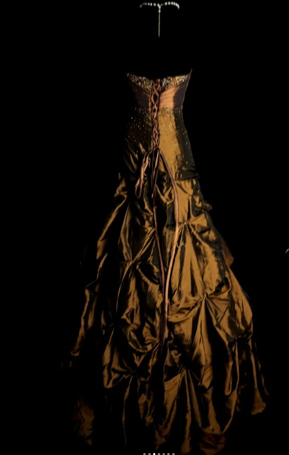 Chic Brown Long Prom Dresses Satin Sheath Evening Dresses Strapless Sleeveless Formal Dresses EP06079