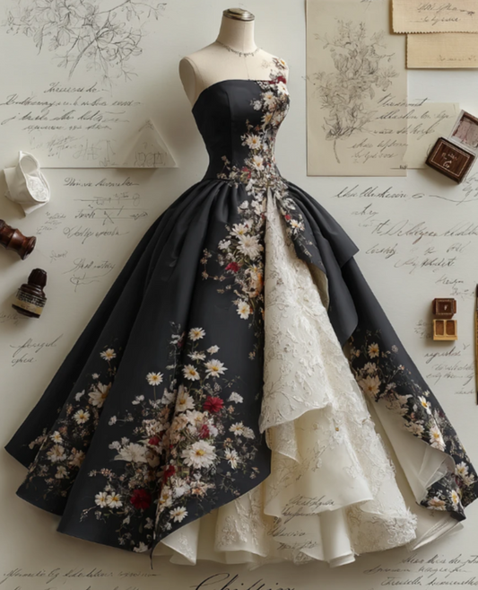 Gorgeous Black A-Line Long Prom Dresses Appliques Tulle Strapless Quinceanera  Dresses Sleeveless Sweet 16 Dresses EP06081