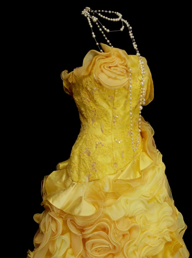 Cute Yellow A-Line Long Prom Dresses Tulle Strapless Quinceanera  Dresses Sleeveless Sweet 16 Dress EP06086