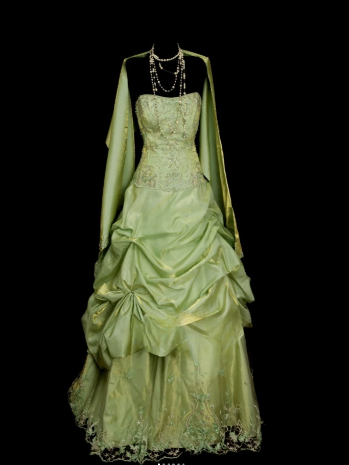 Cute Green A-Line Long Prom Dresses Satin Strapless Quinceanera  Dresses Sleeveless Sweet 16 Dress EP06087